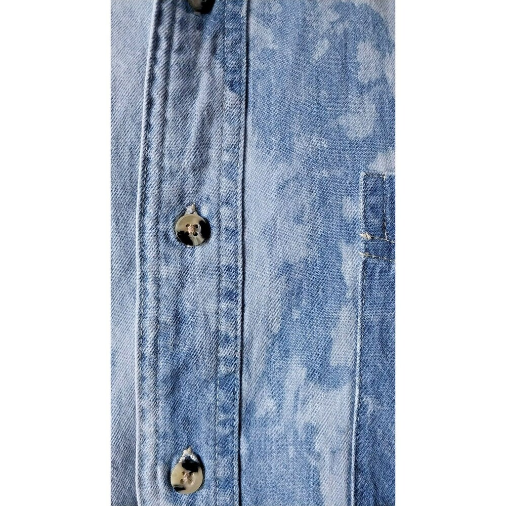 Vintage Acid Wash Denim Western Cowboy Shirt Cactus Hotel Long Sleeve Med Mens - Picture 5 of 9